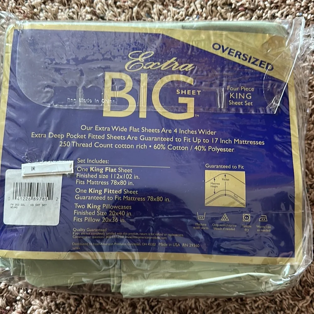 Brand new extra big king sheet set - Picture 2 of 2